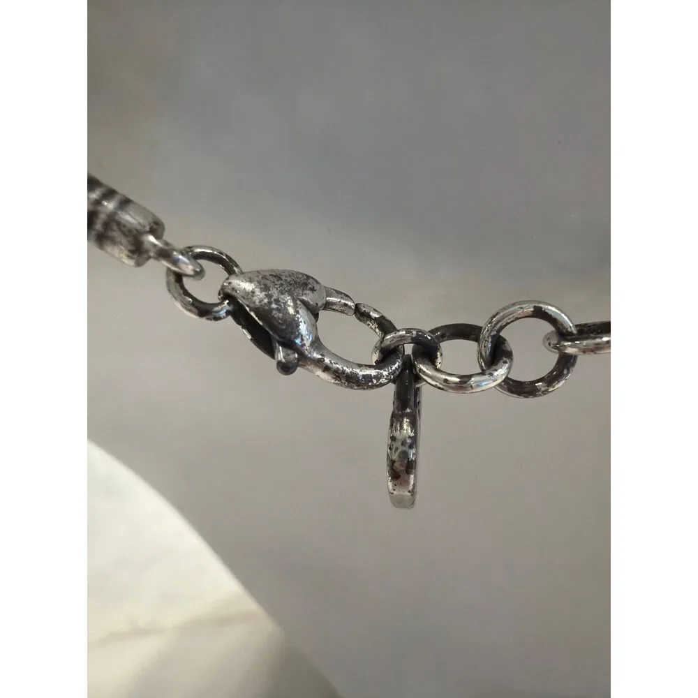 Brighton Heart Charm Necklace Black Braided Leather Cord Silver-Tone